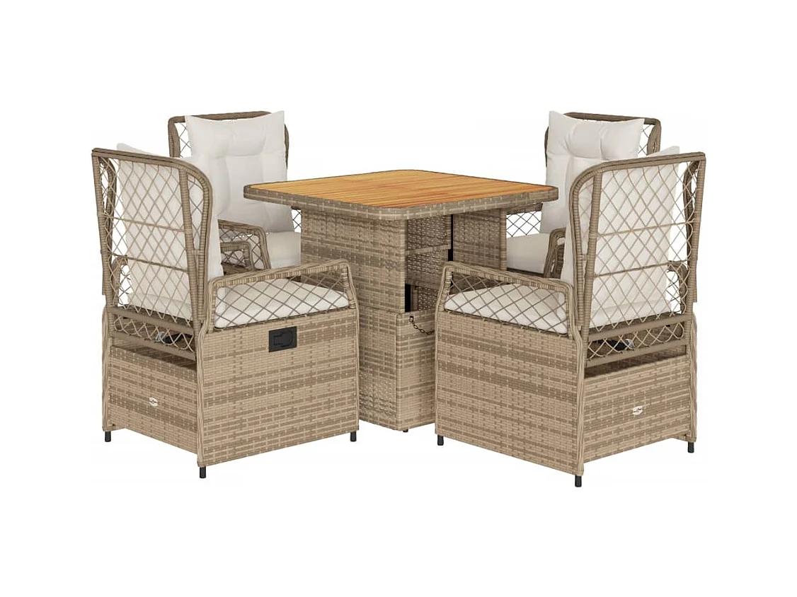 Ylva  5-delige Tuinset met kussens poly rattan beige