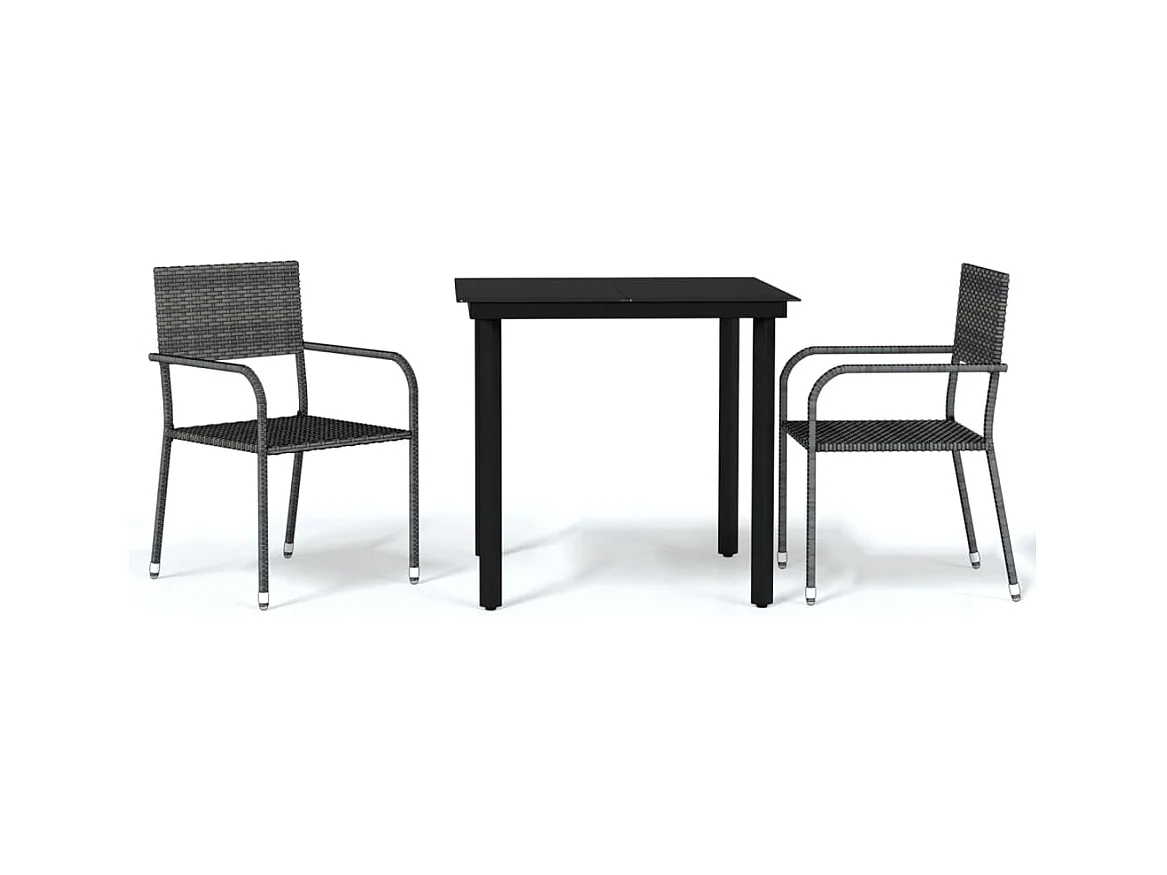 Aeron  Juego de comedor para jardín 3 piezas gris