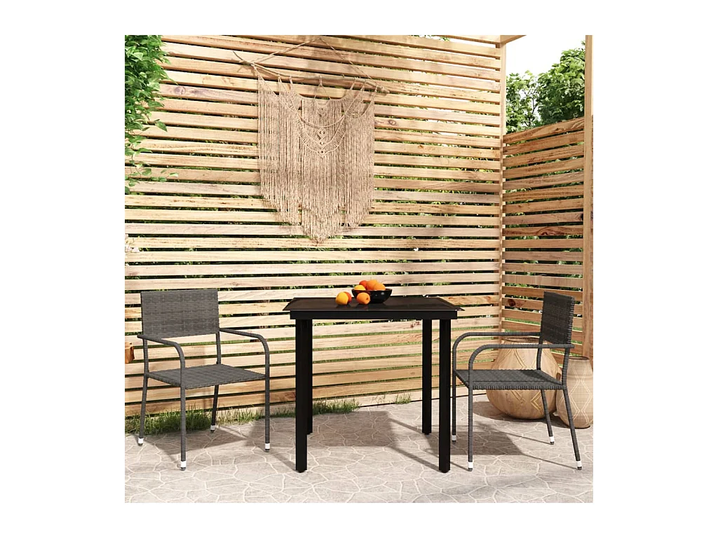 Aeron  Juego de comedor para jardín 3 piezas gris