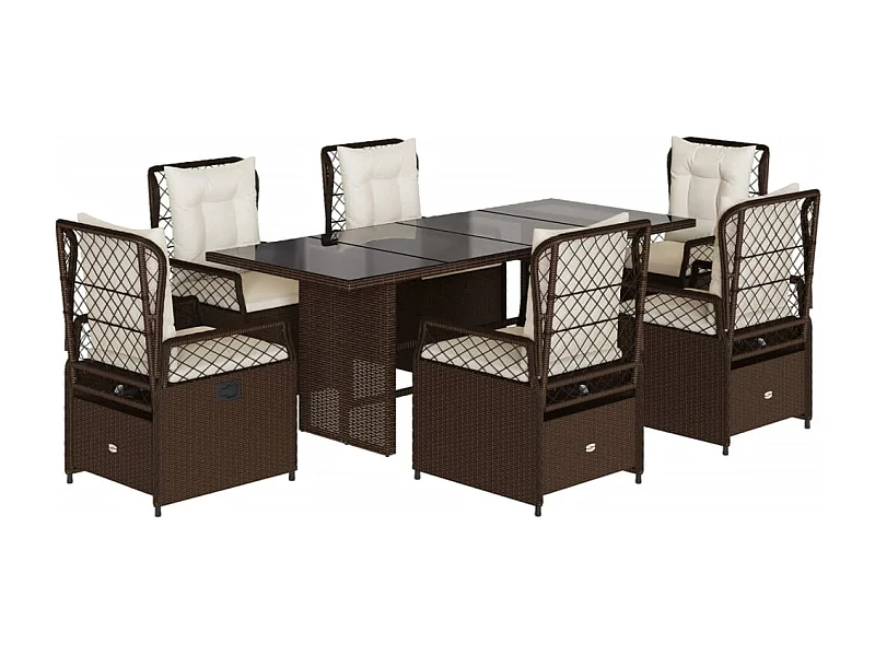 Veteli  7-delige Tuinset met kussens poly rattan bruin