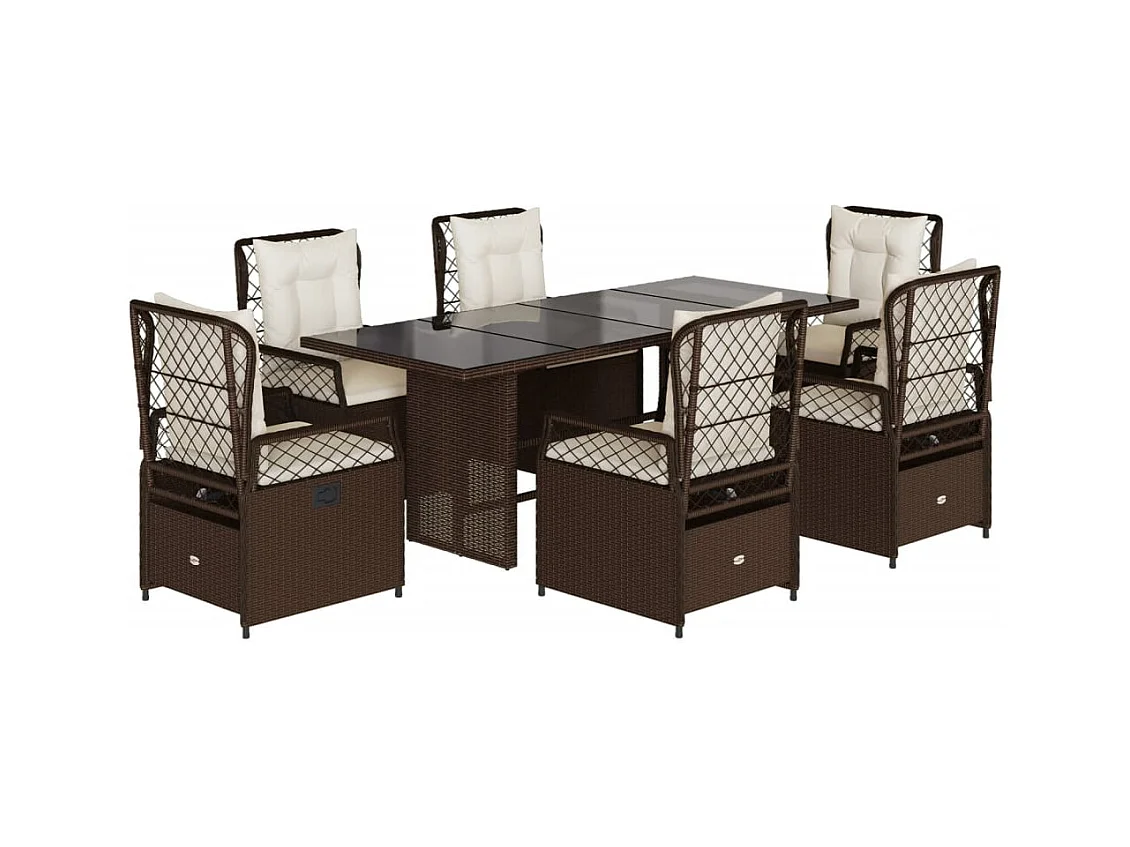 Veteli  7-delige Tuinset met kussens poly rattan bruin