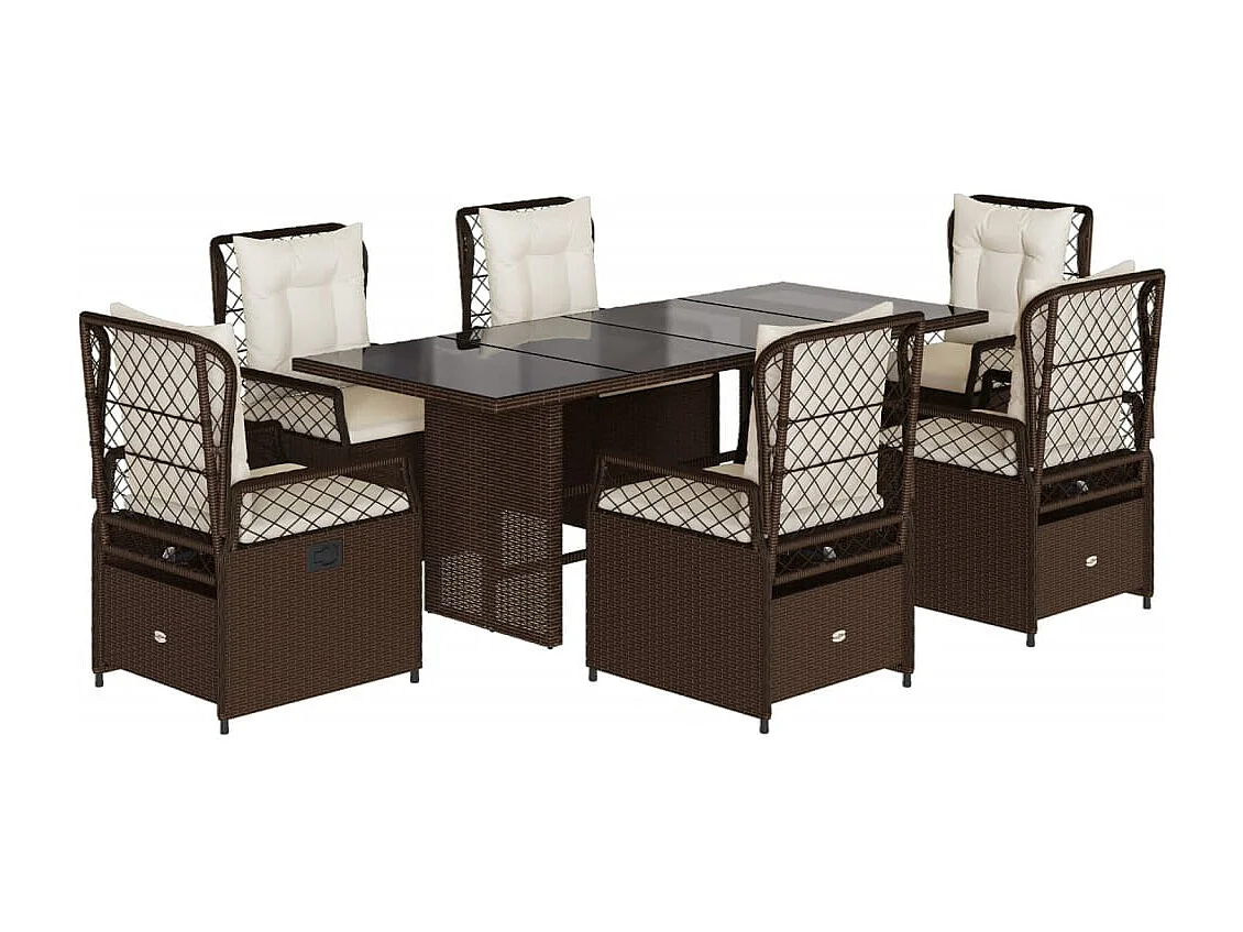 Veteli  7-delige Tuinset met kussens poly rattan bruin