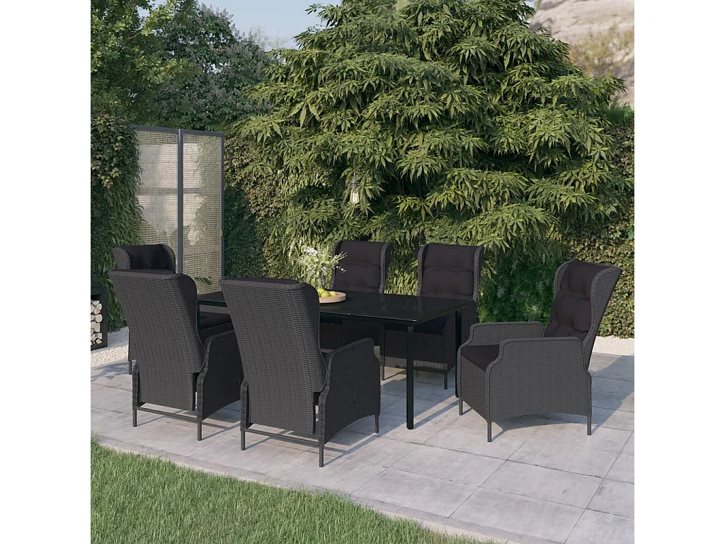 Santa Rosa  Ensemble à manger de jardin 7 pcs Gris foncé