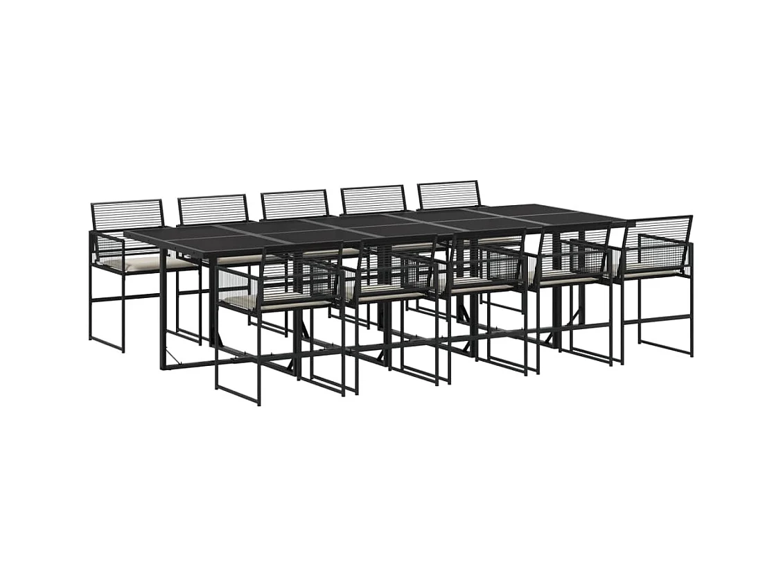 Vynne  11-delige Tuinset met kussens poly rattan zwart