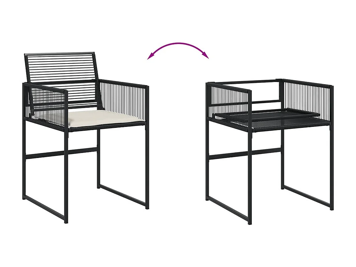 Vynne  11-delige Tuinset met kussens poly rattan zwart