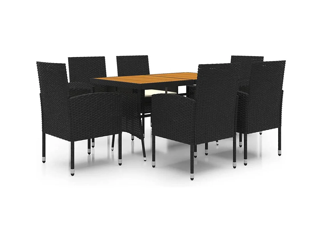 Ayoub  7-delige Tuinset poly rattan zwart