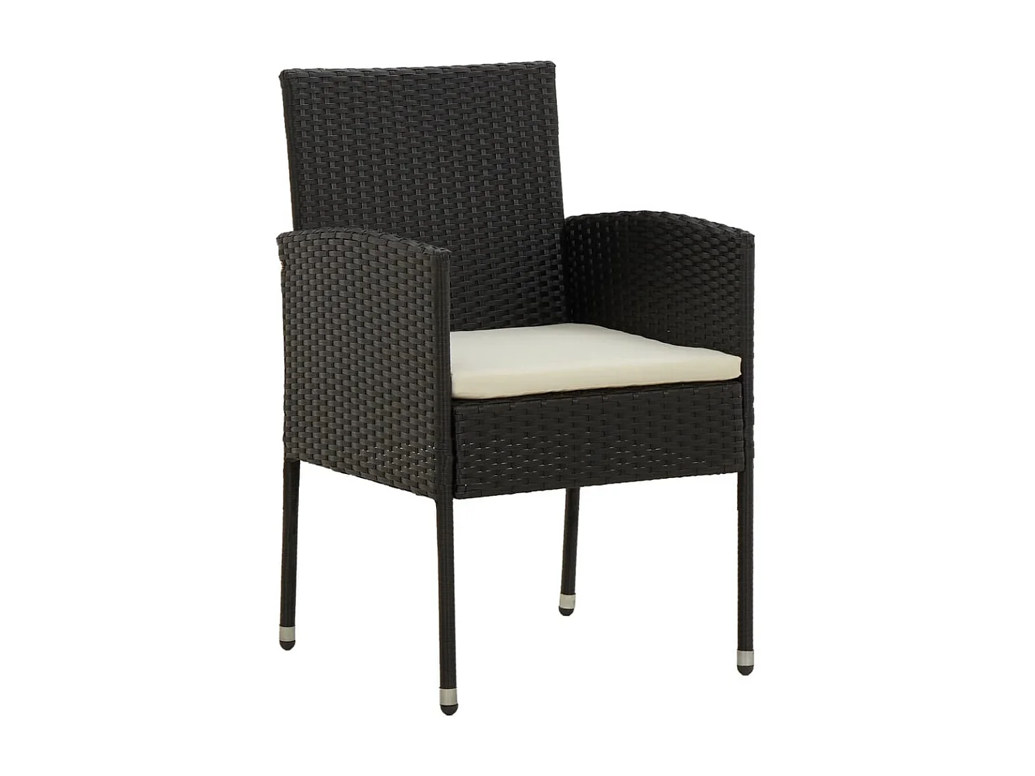 Ayoub  Ensemble à manger d'extérieur 7 pcs Résine tressée Noir