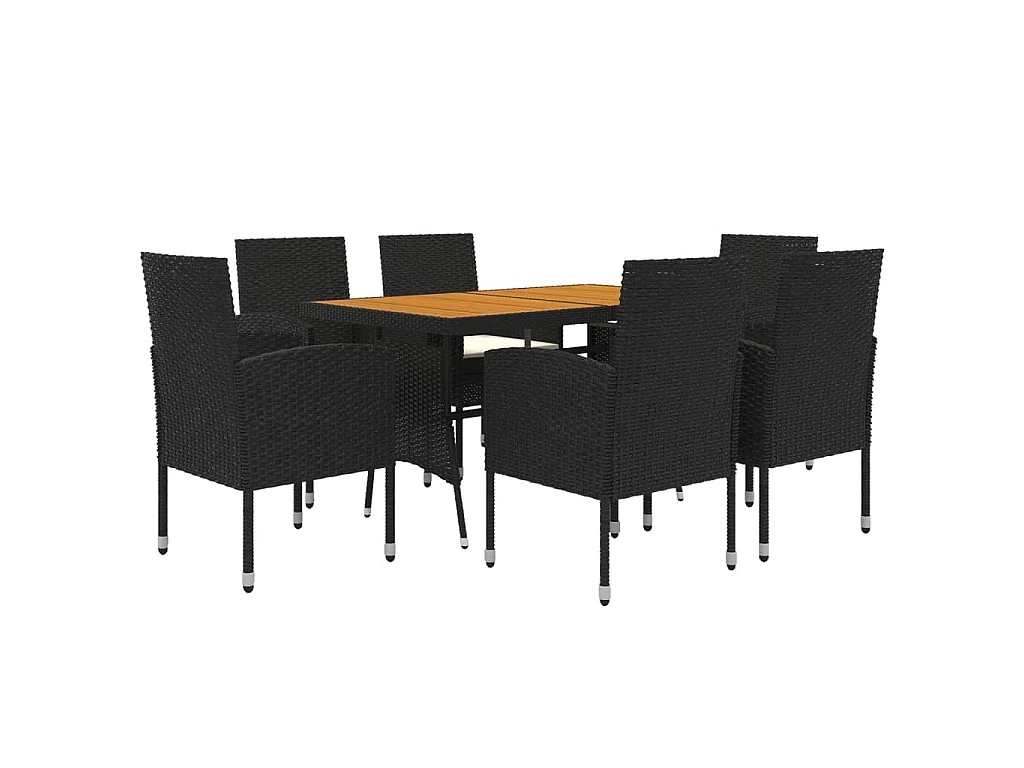 Ayoub  Juego de comedor de jardín 7 piezas ratán sintético negro