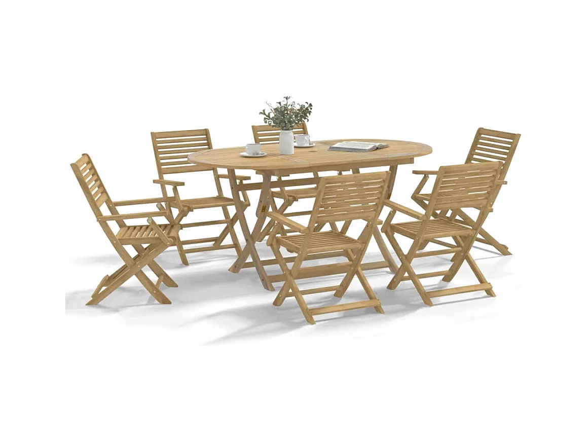 Halmstad  Ensemble à manger de jardin 7 pcs Bois d'acacia solide
