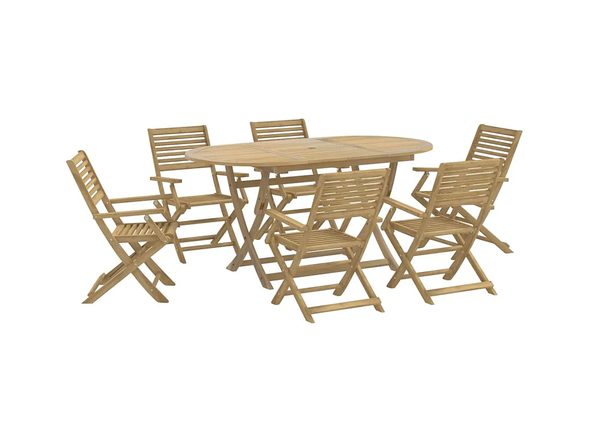 Halmstad  Juego de comedor para jardín 7 piezas madera maciza acacia