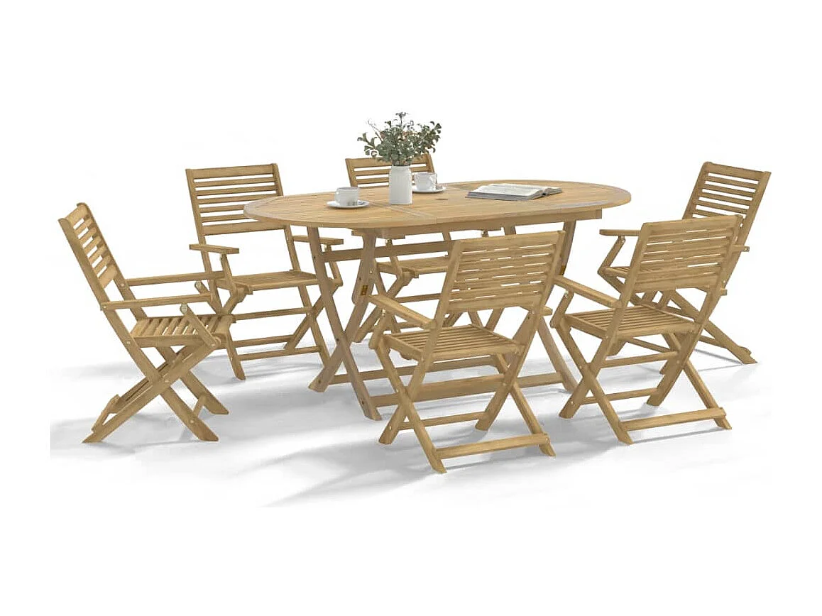 Halmstad  Ensemble à manger de jardin 7 pcs Bois d'acacia solide