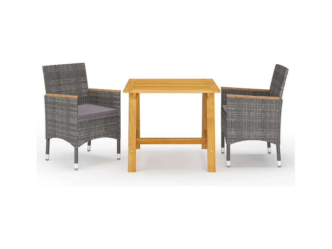 Claire-Célina  Ensemble à manger de jardin 3 pcs Gris