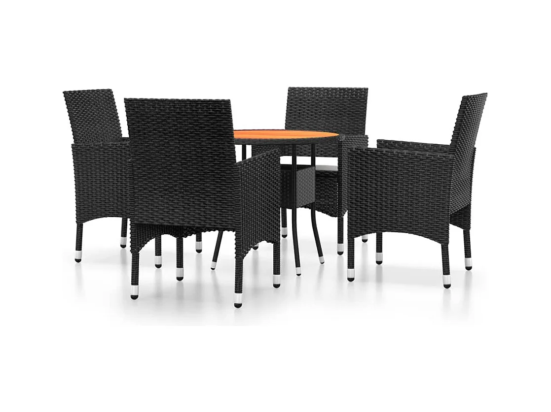 Louis-Mathieu-Paul  5-delige Tuinset poly rattan zwart