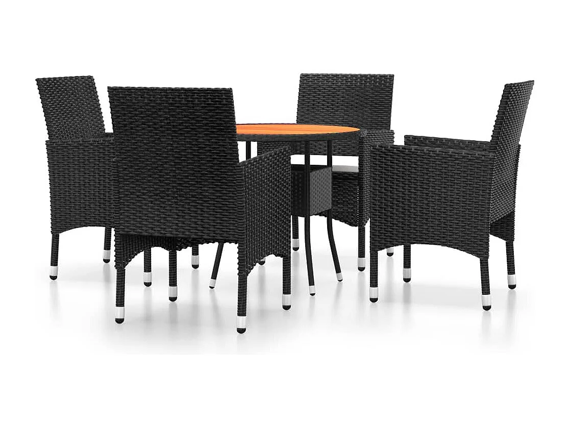 Louis-Mathieu-Paul  5-delige Tuinset poly rattan zwart