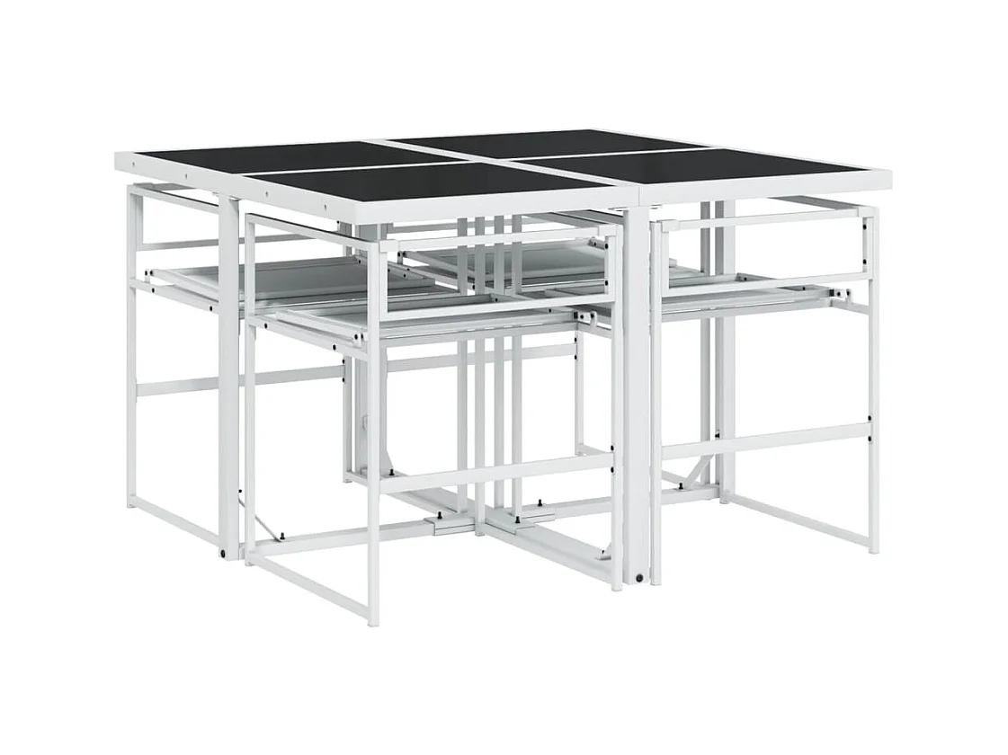 Svidir  Ensemble à manger de jardin avec coussins 5 pcs blanc textilène