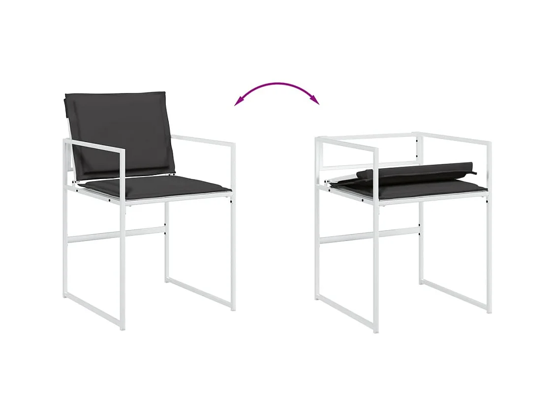 Svidir  Ensemble à manger de jardin avec coussins 5 pcs blanc textilène