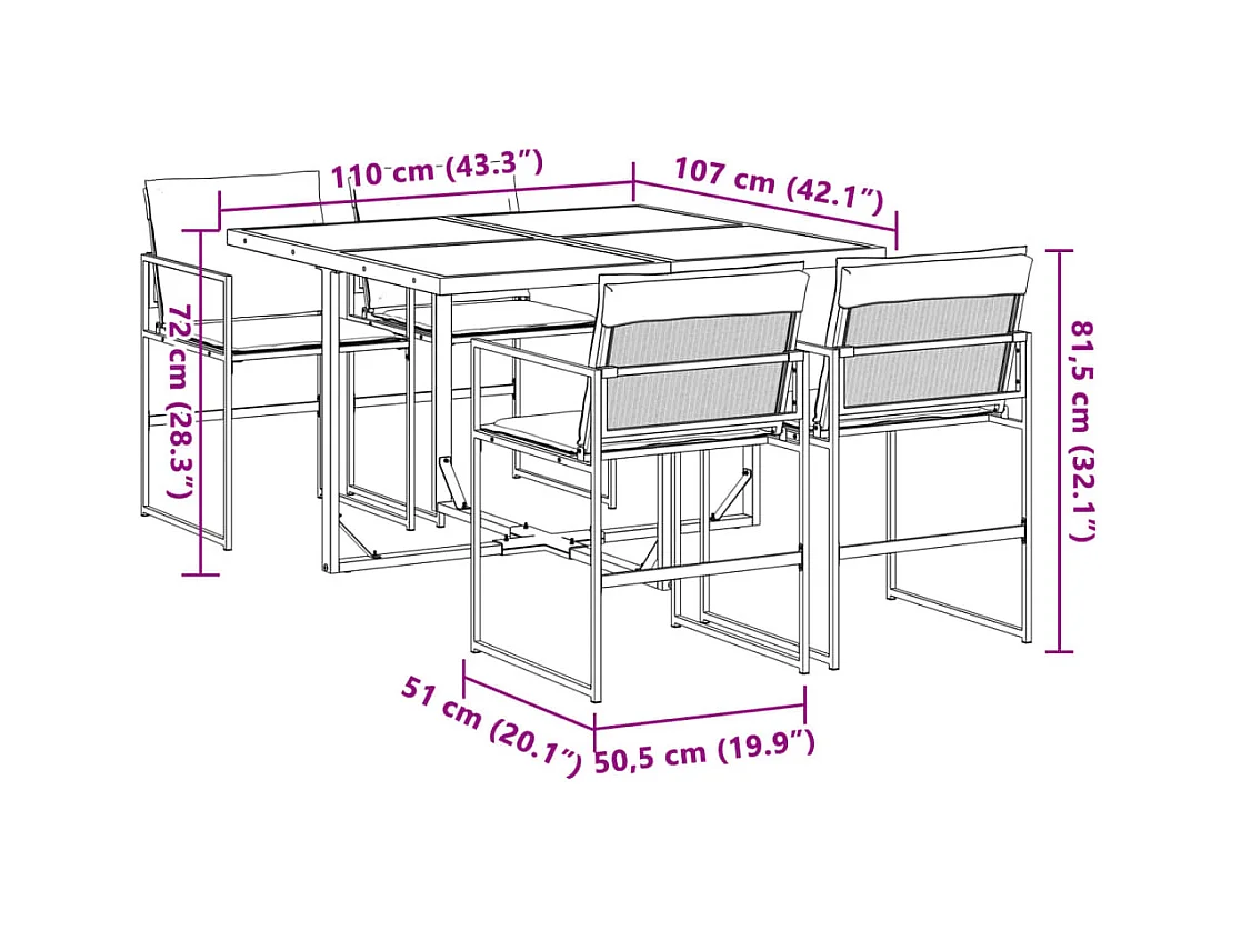Svidir  Ensemble à manger de jardin avec coussins 5 pcs blanc textilène