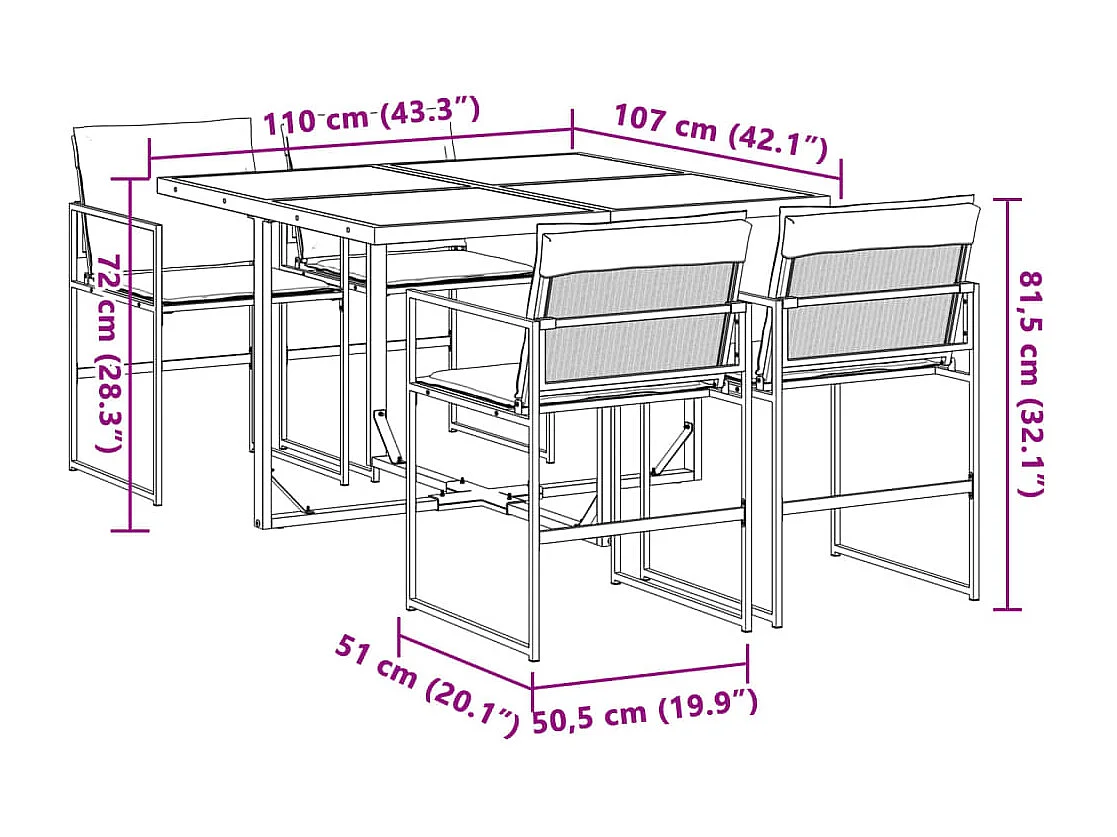 Svidir  Ensemble à manger de jardin avec coussins 5 pcs blanc textilène
