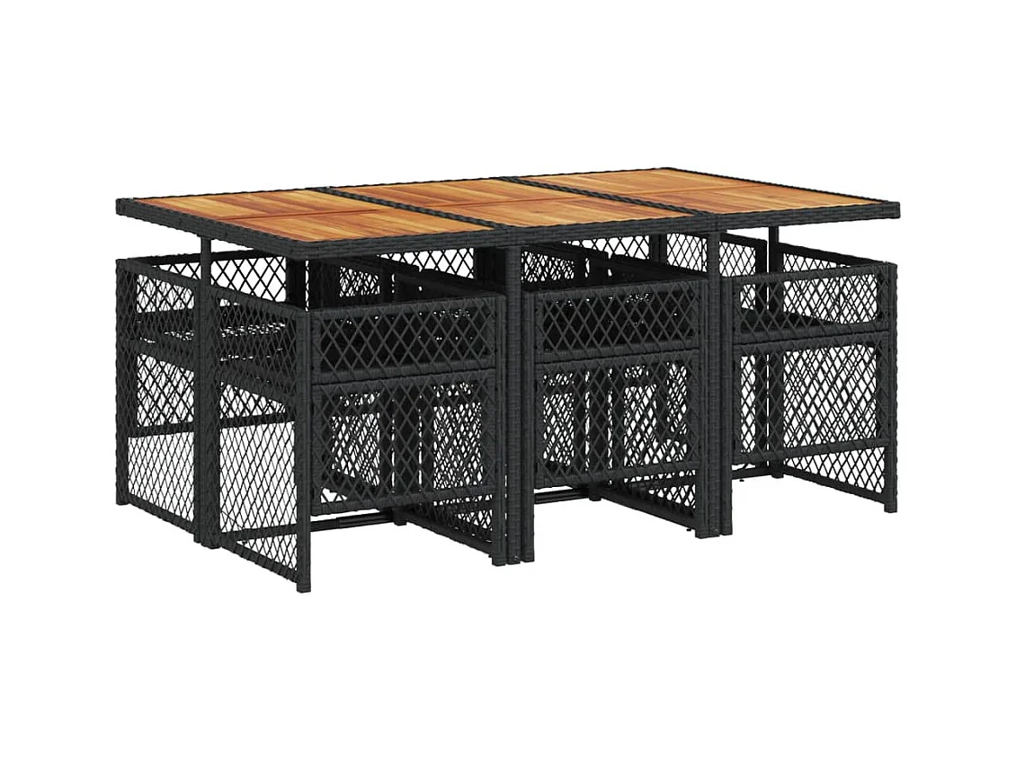 Connersville  7-delige Tuinset met kussens poly rattan zwart