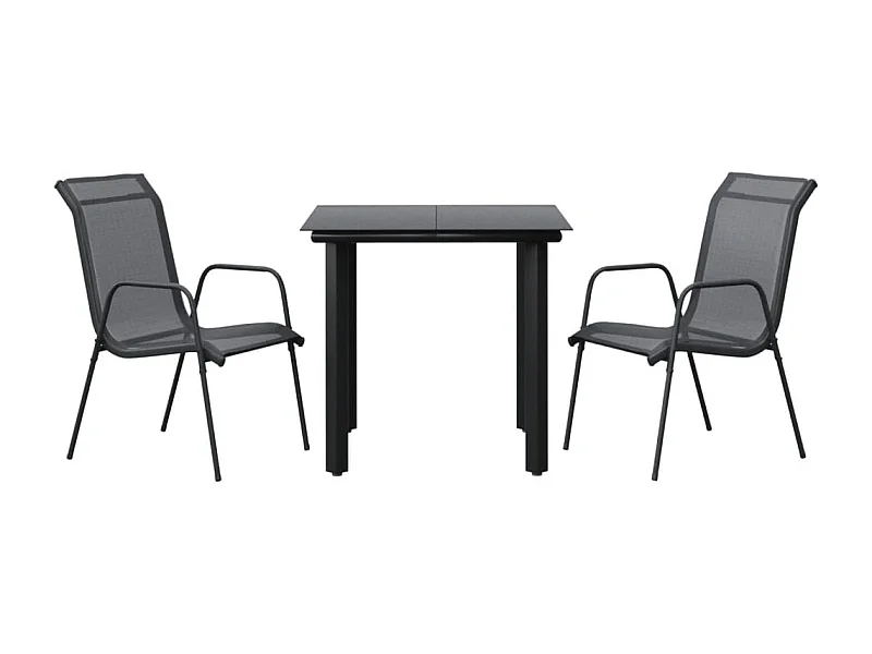 Gralon  3-delige Tuinset textileen en staal zwart