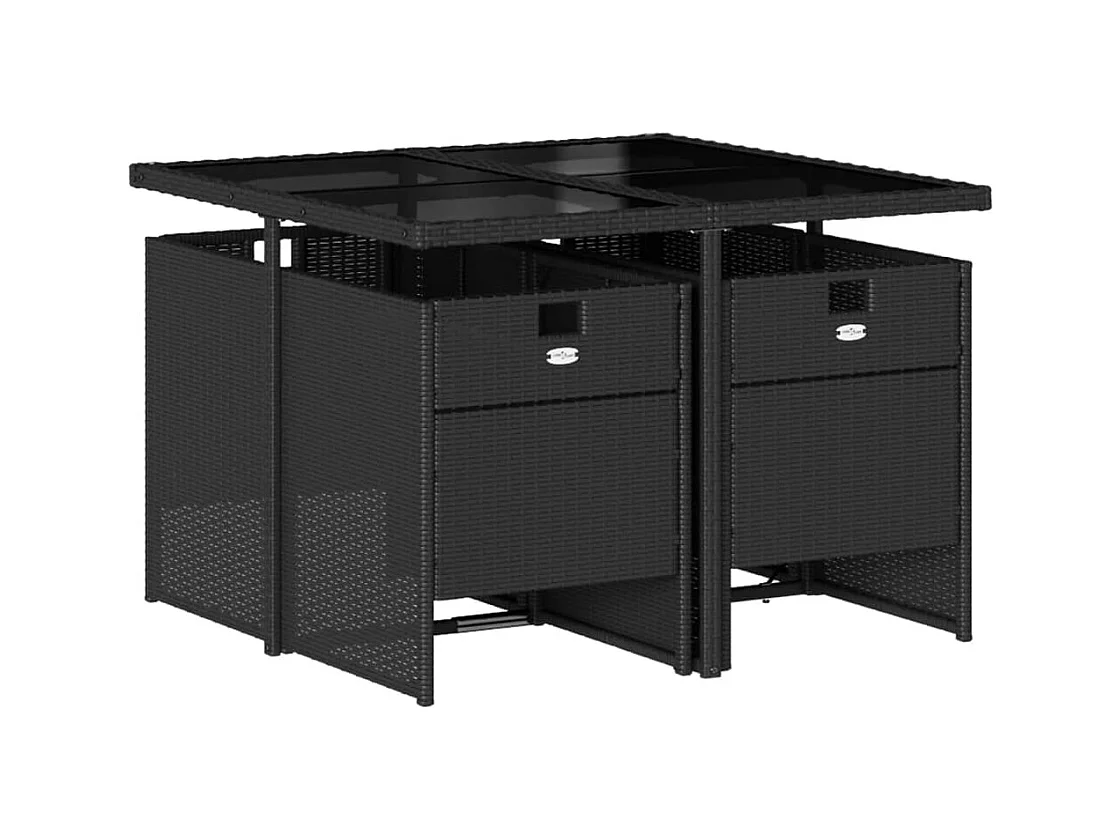 Ljungby  Set de muebles jardín 5 pzas con cojines ratán sintético negro