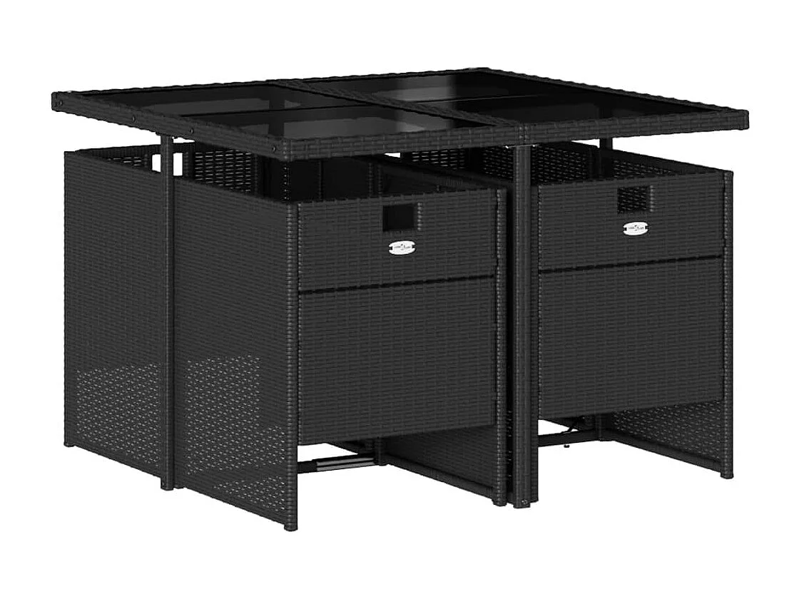 Ljungby  Ensemble à manger de jardin coussins 5pcs Noir Résine tressée