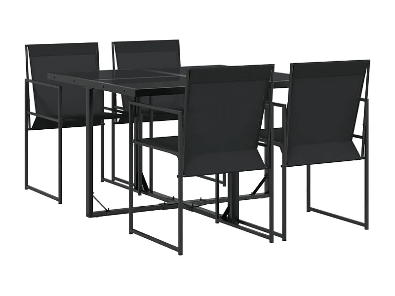 Suze  Ensemble à manger de jardin 5 pcs noir textilène