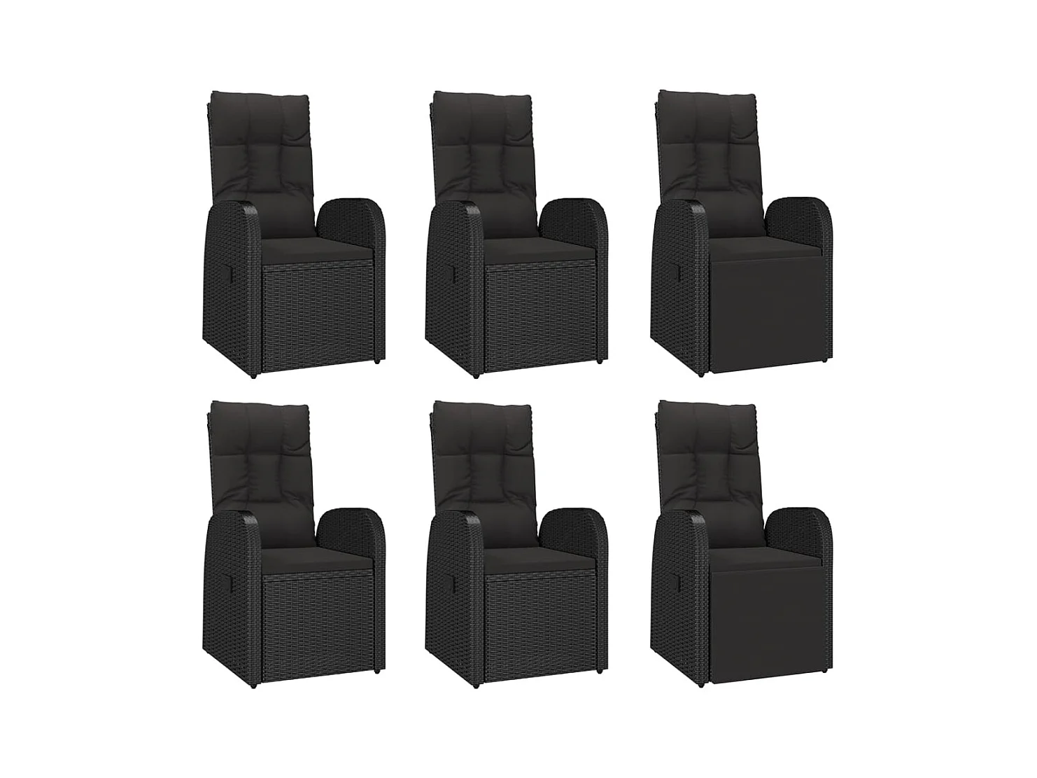 Arvild  Ensemble à manger de jardin coussins 7pcs Noir Résine tressée