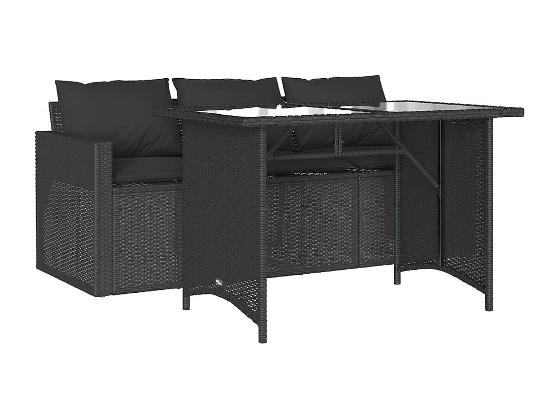 Jornar  Ensemble à manger de jardin coussins 2pcs noir résine tressée