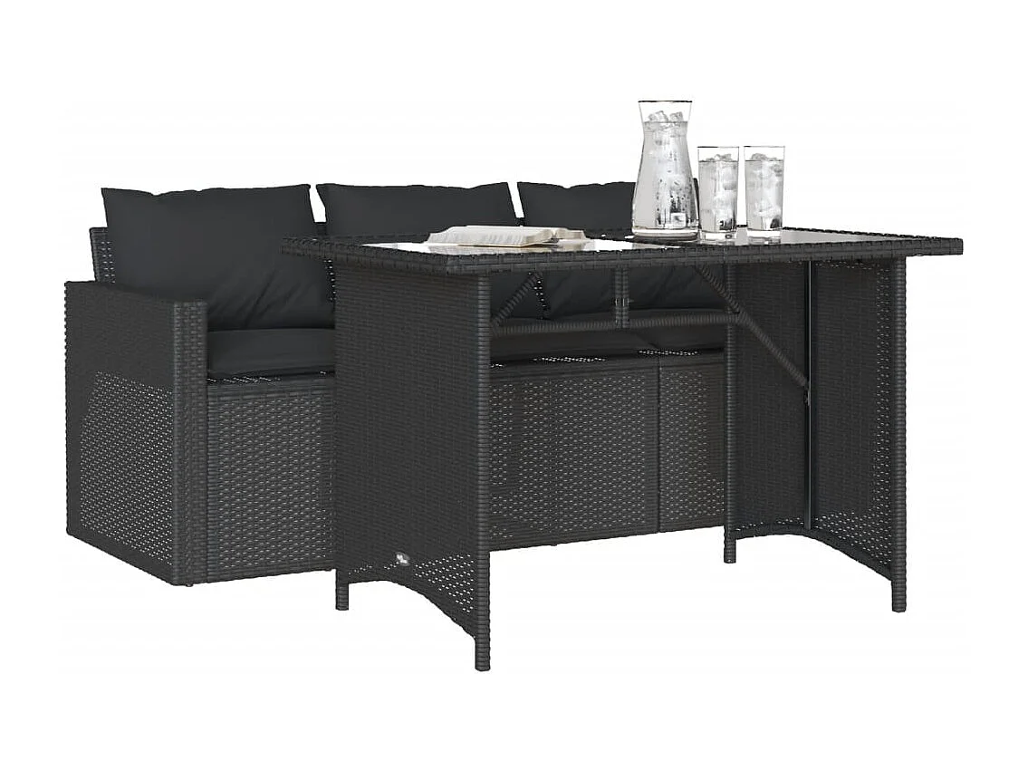 Jornar  Ensemble à manger de jardin coussins 2pcs noir résine tressée