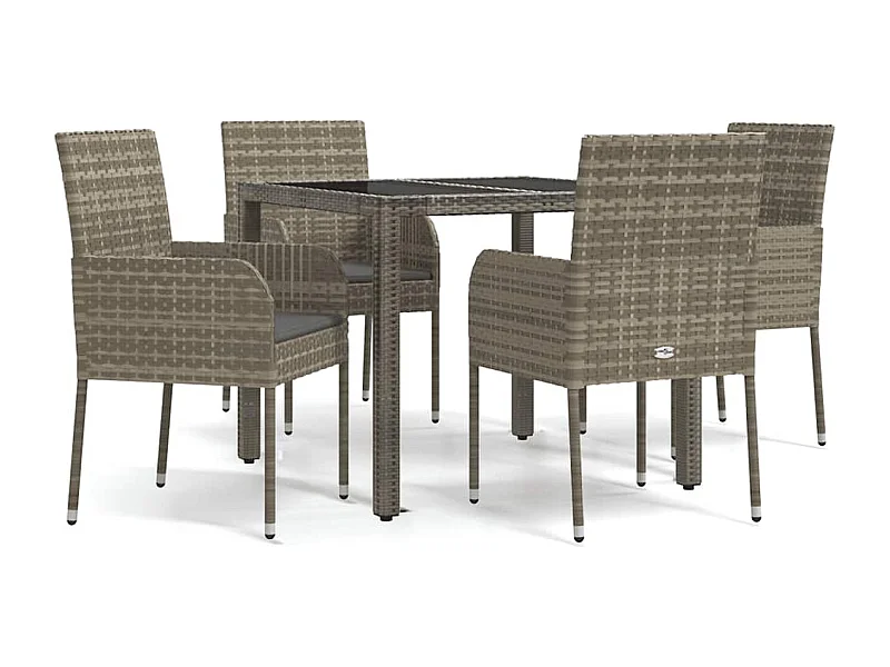 Cotati  Ensemble à manger de jardin 5 pcs coussins gris résine tressée