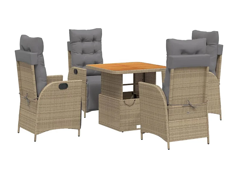 Arde  5-delige Tuinset met kussens poly rattan beige