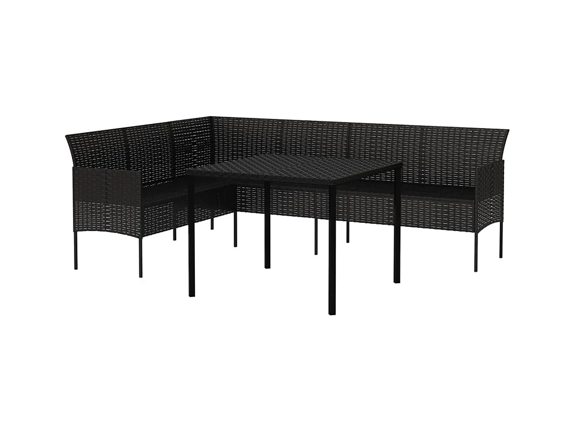 François-Antoine-Paul  Ensemble à manger de jardin coussins 2pcs noir résine tressée