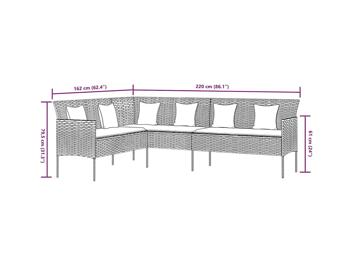 François-Antoine-Paul  Ensemble à manger de jardin coussins 2pcs noir résine tressée