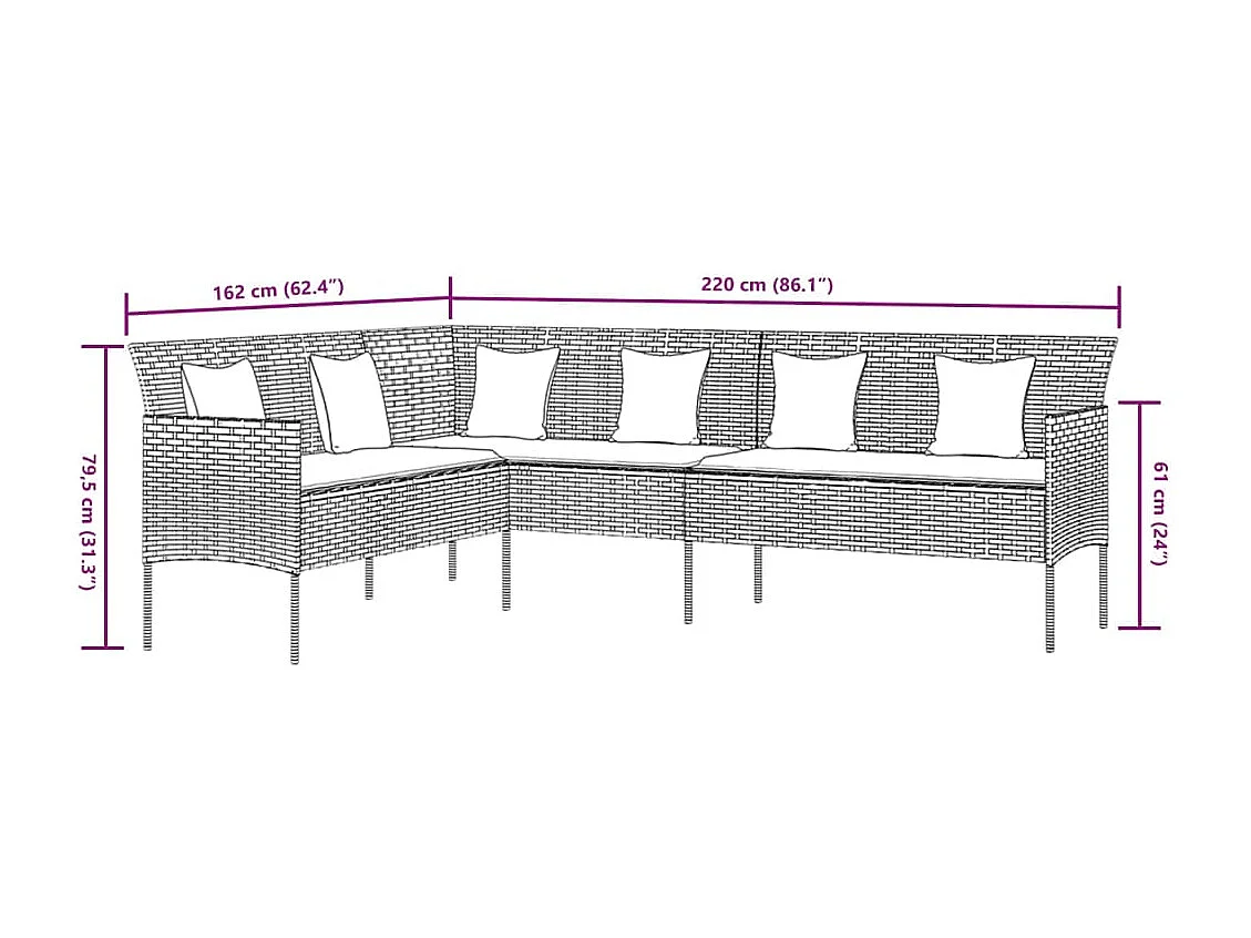 François-Antoine-Paul  Set comedor de jardín 2 pzas con cojines ratán sintético negro