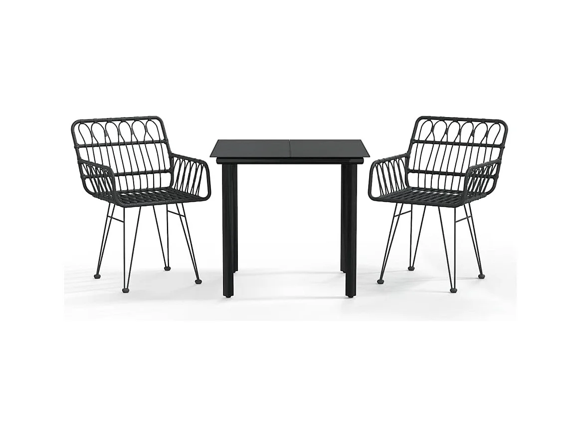 Francisca  3-delige Tuinset poly rattan zwart