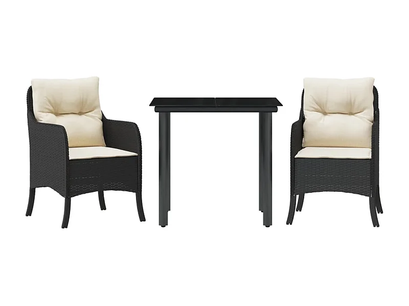 Askøy  Ensemble à manger de jardin avec coussins 3 pcs Noir