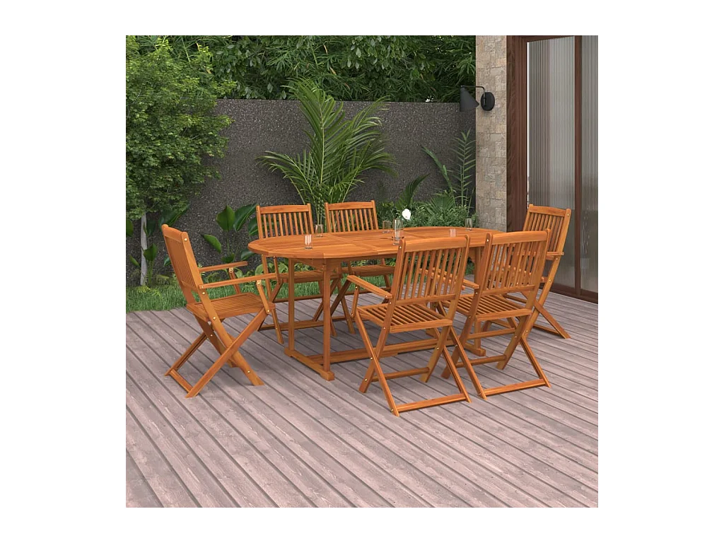 Sint-Gillis-Waas  Ensemble à manger de jardin 7 pcs bois massif d'acacia