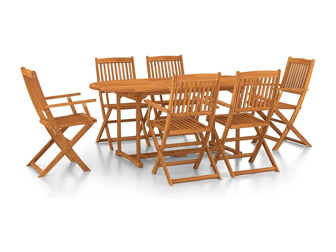 Sint-Gillis-Waas  Ensemble à manger de jardin 7 pcs bois massif d'acacia