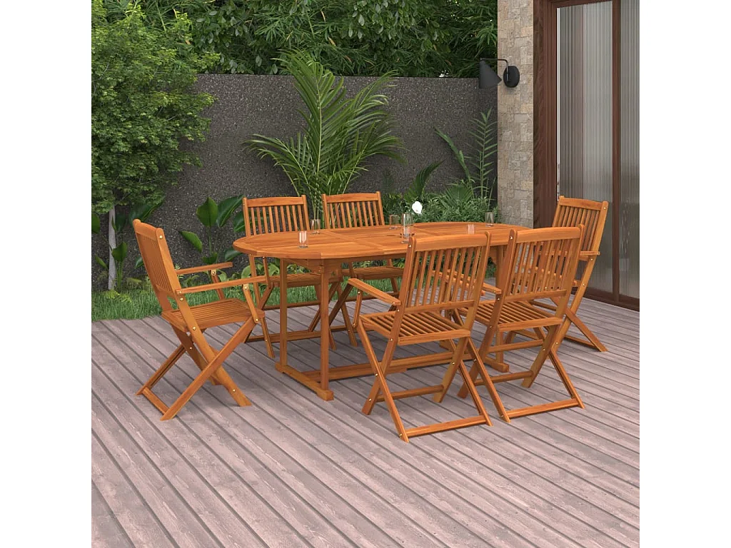 Sint-Gillis-Waas  Ensemble à manger de jardin 7 pcs bois massif d'acacia