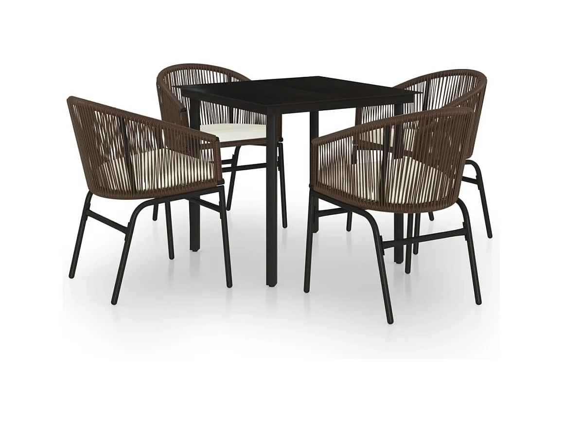 Florentin  Juego de comedor de jardín 5 piezas con cojines marrón