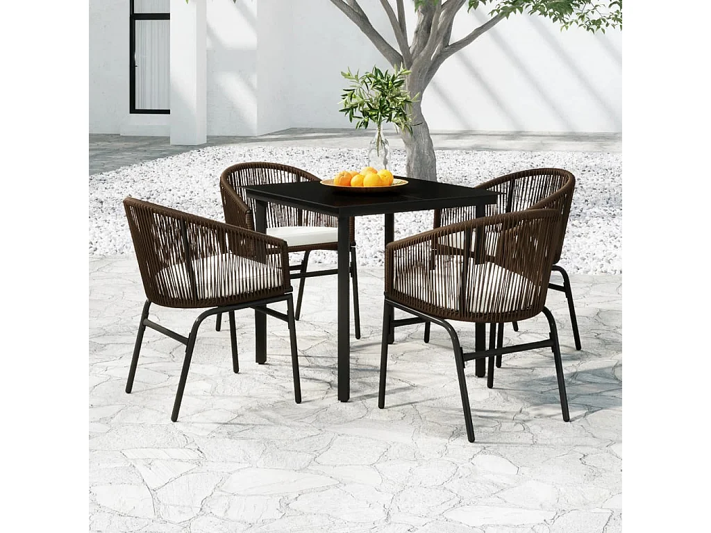 Florentin  Ensemble à manger de jardin 5 pcs Marron