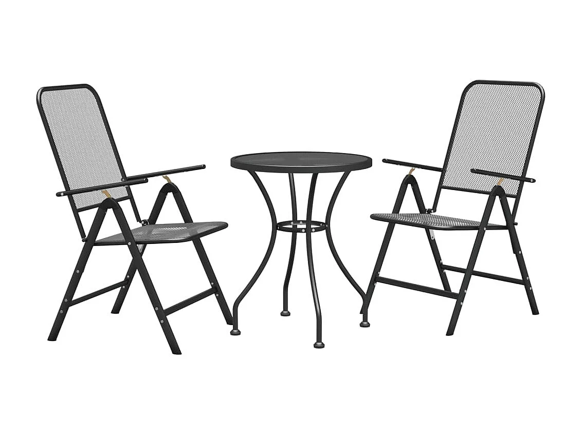 Prolenta Premium -  Set de comedor de jardín 3 pzas malla metal expandido antracita