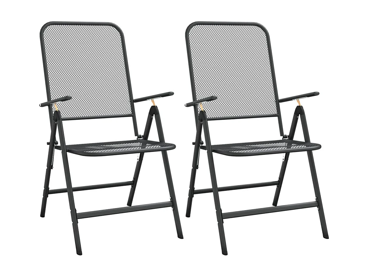 Prolenta Premium -  Set de comedor de jardín 3 pzas malla metal expandido antracita