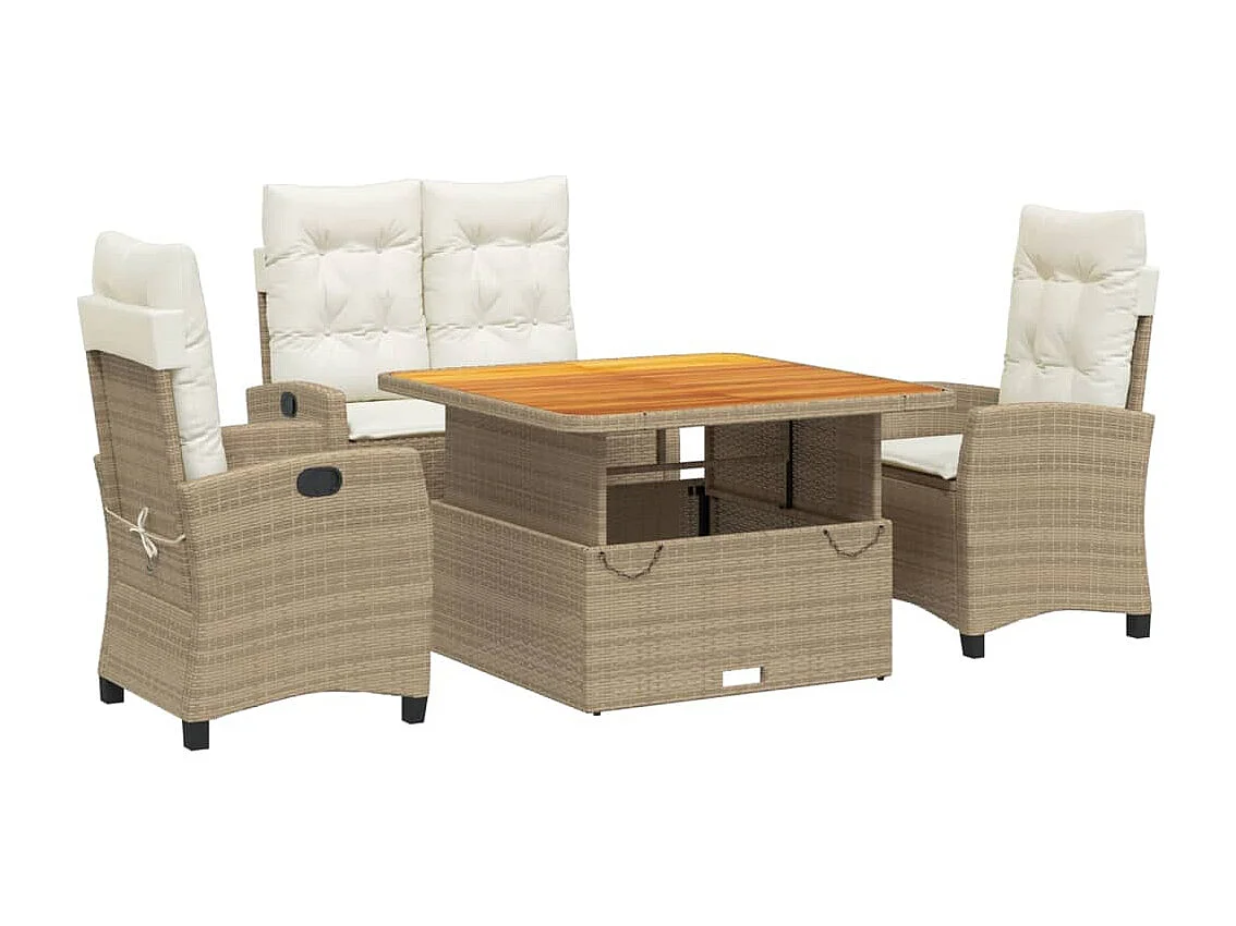 Brazil  4-delige Tuinset met kussens poly rattan beige