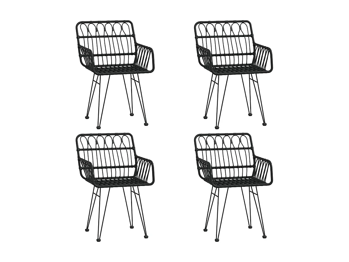 Arkadelphia  Ensemble à manger de jardin 5 pcs Noir Résine tressée