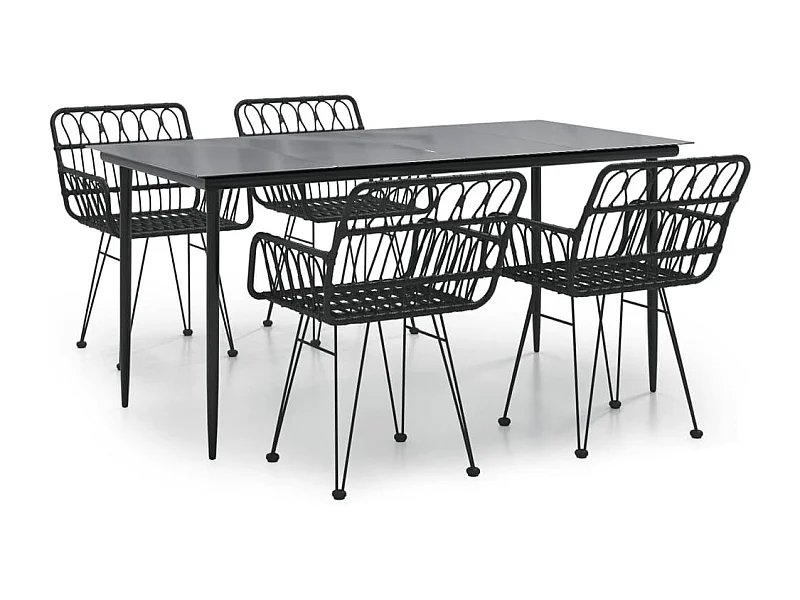 Arkadelphia  5-delige Tuinset poly rattan zwart