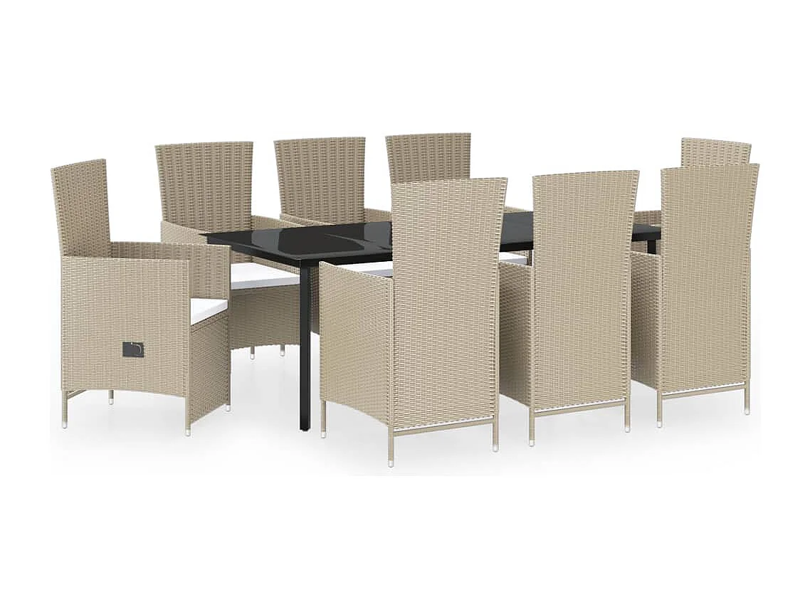 Central Point  9-delige Tuinset met kussens beige