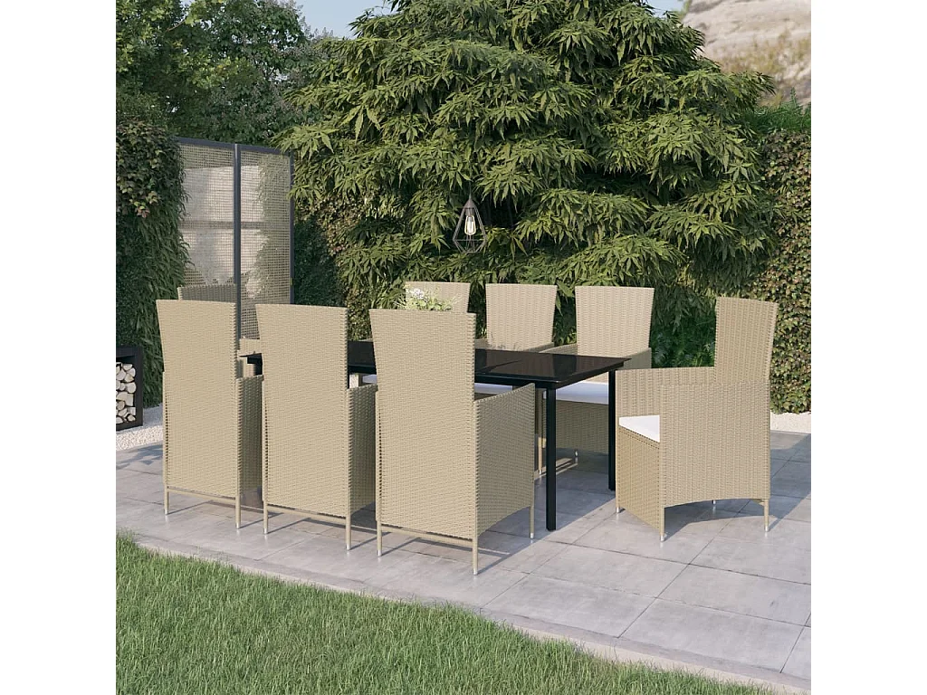 Central Point  9-delige Tuinset met kussens beige