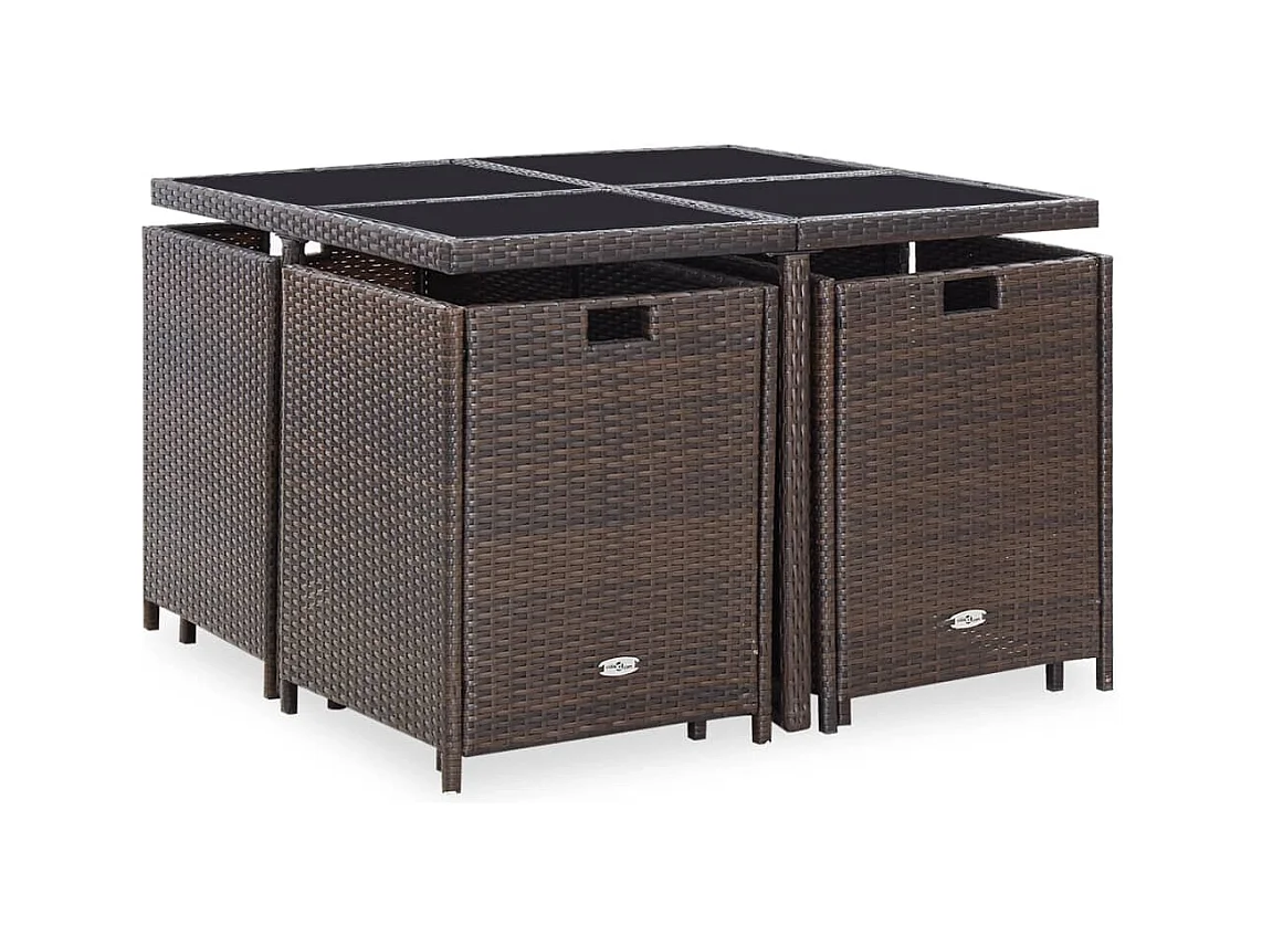 Chenoa  9-delige Tuinset met kussens poly rattan bruin